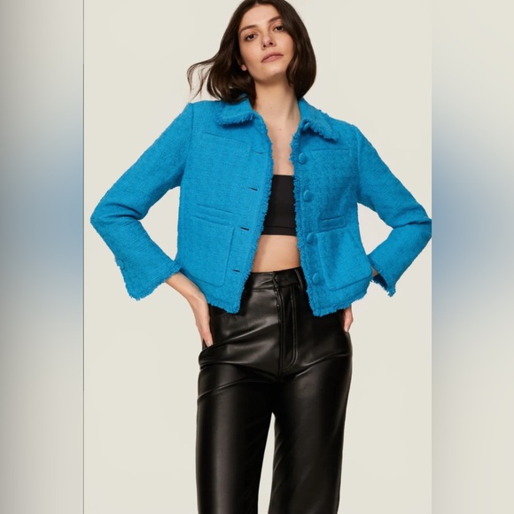 Proenza Schouler White Label Cropped Tweed Jacket Blue size 8 - Picture 5 of 13